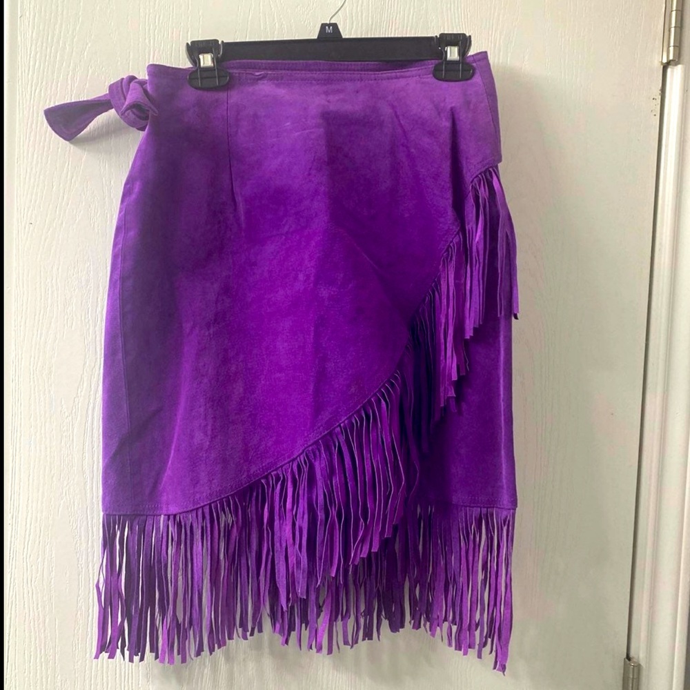 Vintage real leather front skirt